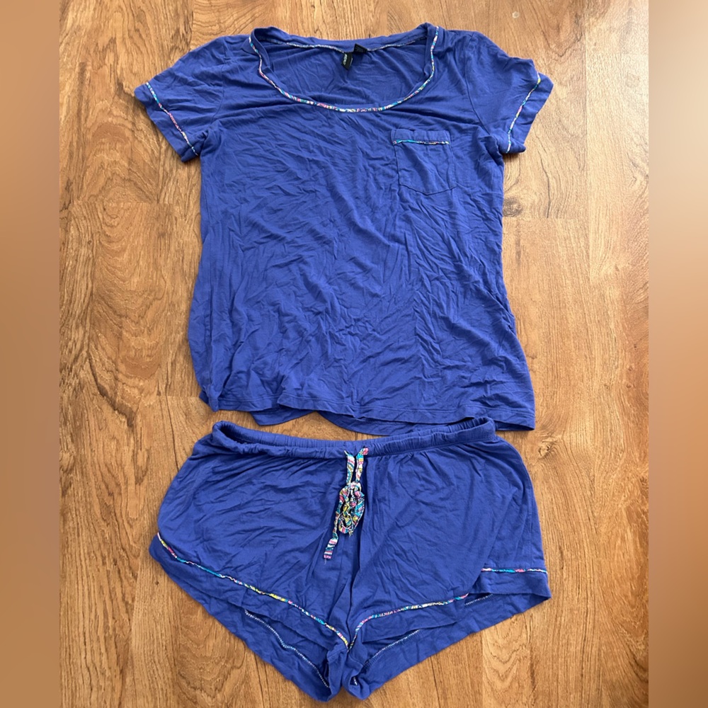 cynthia rowley blue pajama set size large